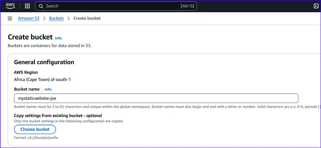 Creating an S3 bucket in AWS console