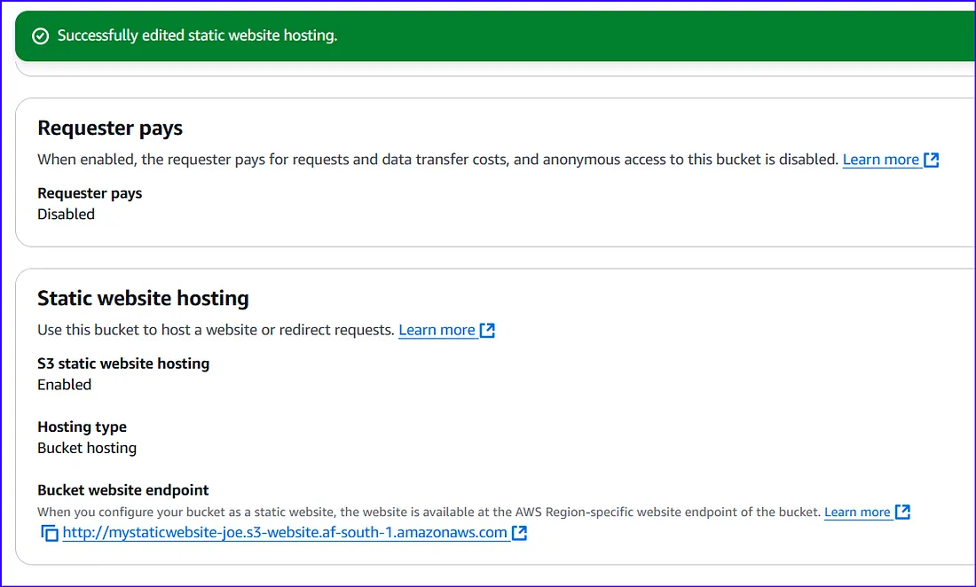 Finding the S3 website endpoint URL