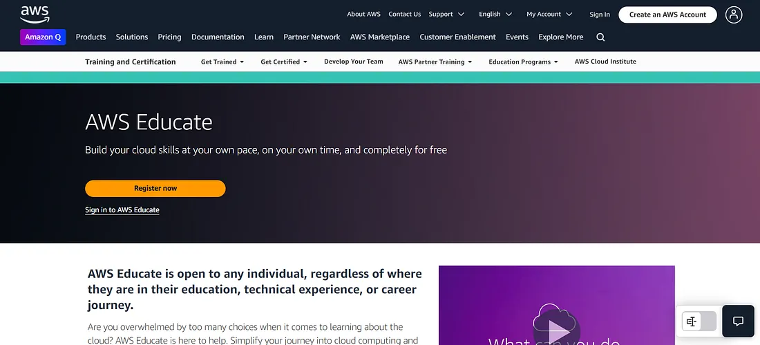 AWS Educate platform overview