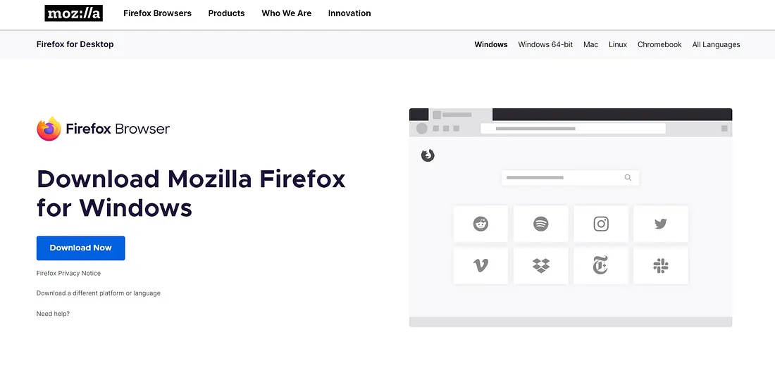 Mozilla Firefox browser interface
